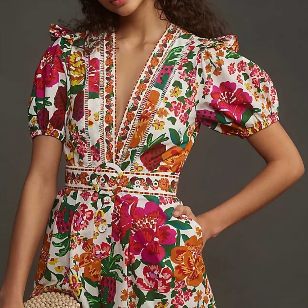 Farm Rio Flowerful Sketch Romper